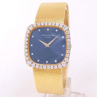 Patek Philippe Pre-owned Patek Philippe Vintage Hand Wind Diamond Blue Dial Ladies Watch 3616/2