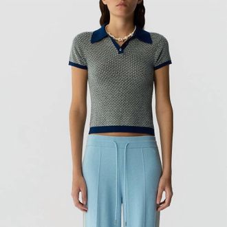 Guest In Residence Pique Shrunken Polo In Navy