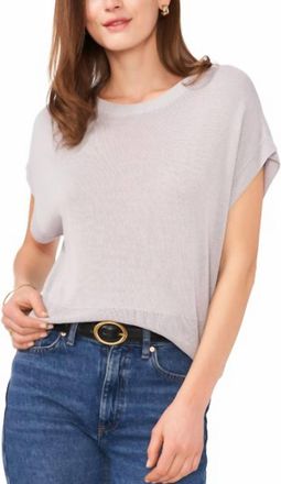Vince Camuto Short Sleeve Knit Sweater In Silver, Gray