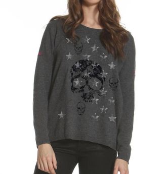 Label+Thread Faded Skull Crew Tee In Charcoal
