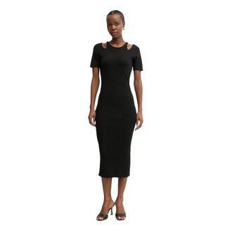 Fracomina Gebreide Midi Jurk - Dames - Casual kleedjes - Zwart - S - Polyester - Kleedjes