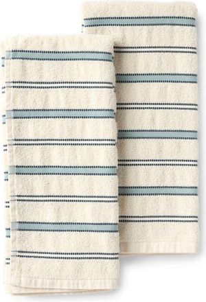 Coyuchi Acacia Organic Cotton Set of 2 Hand Towels in Undyed/midnight Indigo Stripe at Nordstrom