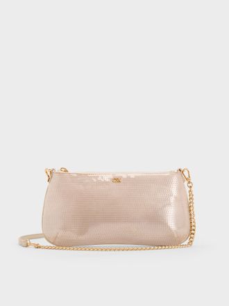 Charles & Keith Sequin Mesh & Leather Shoulder Bag