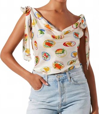 Astr Allexina Cowl Neckline Top In Ivory Fruit Cocktail