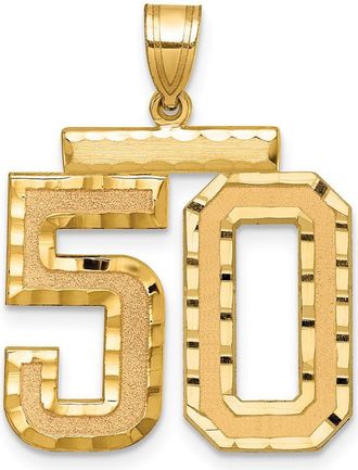 Diamond2Deal 14k Yellow Gold Large Brushed Diamond-cut Number Charm Pendant