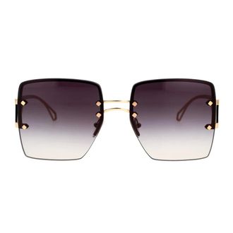 Bulgari Sunglasses, unisex, Yellow, 57 MM, Unique Squared Sunglasses with Rose Gold Frame