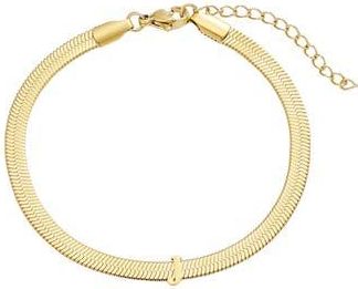 Adornia 18k Gold Plated Initial Herringbone Chain Bracelet in Gold-J at Nordstrom Rack