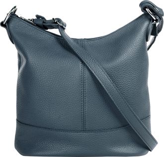 Cluty Umh&auml;ngetasche CLUTY, Damen, Gr. B/H/T: 26cm x 24cm x 14cm onesize, blau, Leder, leicht gl&auml;nzend, unifarben, Taschen Umh&auml;ngetasche, echt Leder, Made in