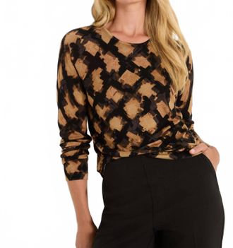 Nic+Zoe Glowy Check Sweater In Neutral Multi