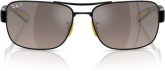 Ray-Ban x Scuderia Ferrari 64mm Oversize Polarized Square Sunglasses in Black/grey at Nordstrom