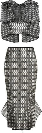 Maticevski Geometric Embroidered Silk Boned Top & Skirt Size XS