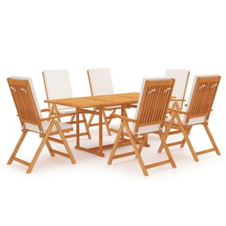 vidaXL Comedor De Jard&iacute;n 7 Piezas Con Cojines Madera Maciza De Teca Vidaxl