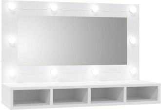 vidaXL Mueble con espejo y luces LED blanco 90x31,5x62 cm vidaXL