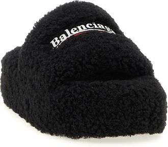 Balenciaga Womens Black Polyester Slides Shoe