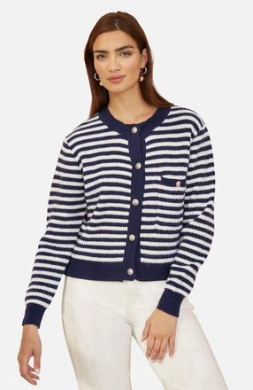 Yumi Long Sleeve Knit Relaxed Fit Cardigan in Navy at Nordstrom, Size Medium