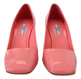 Prada Womens Patent Leather Block Heel Pink