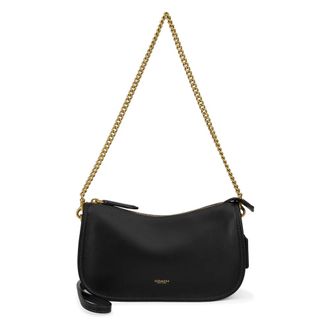 Coach Shoulder Bags, female, Black, Size: ONE SIZE Waverly Leather Shoulder Bag with Chain