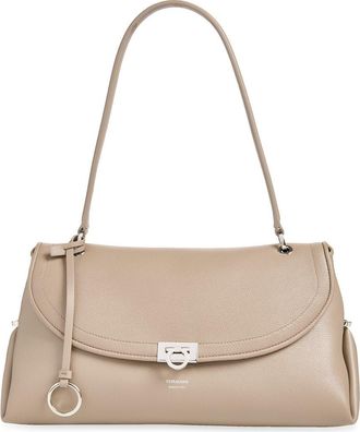 Ferragamo Gancio Leather Shoulder Bag in Warm Taupe T Di Moro at Nordstrom