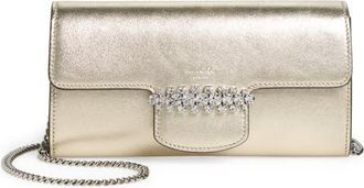 Jimmy Choo London Bing Leather Wallet on a Chain in Soft Gold/Silver at Nordstrom