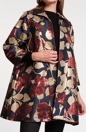 Frances Valentine Cornelia Swing Coat In Navy/gold/multi