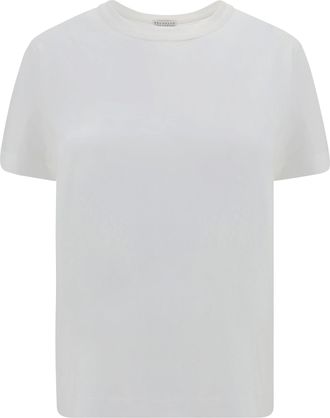 Brunello Cucinelli Womens Monochrome Cotton T-Shirt Bianco T-Shirts & Jerseys