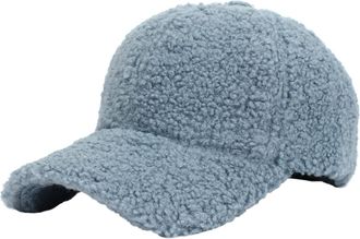 Generic Lamb Wool Baseball Cap for Men Women Sports Hats Warm Winter Outdoor Travel Features: Squints Baseball Hat (Light Blue, One Size)