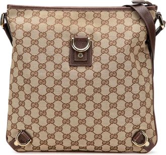 Gucci Borsa a tracolla Abbey in tela GG con anello a D 2000-2015 - Marrone