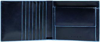 Piquadro Blauwe Portemonnee - Heren - Portefeuilles - Blauw - ONE Size - Leer - Accessoires