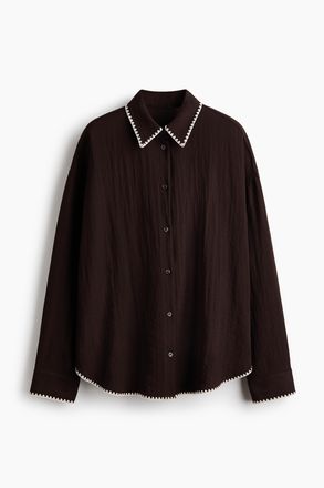 H&M Oversized Strandbluse - Dunkelbraun