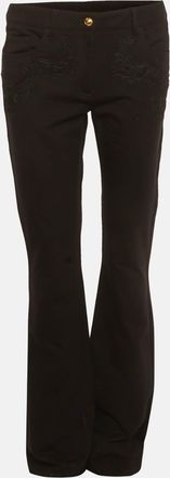 Roberto Cavalli Cavalli Class Black Knit Lace Detail Bootcut Pants