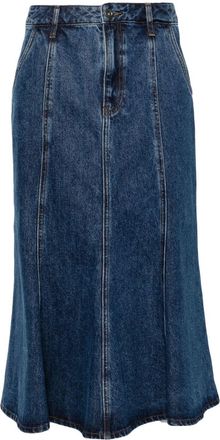 Self Portrait flared denim midi skirt - women - Cotton/Cotton/Polyester - 10 - Blue