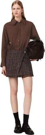 Maje 2-in-1 short dress in Brown at Nordstrom, Size 42 Eu