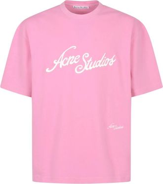 Acne Studios T-Shirts, male, Pink, S, Logo T-shirt