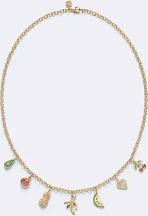Sydney Evan 14kt gold charm necklace with gemstones