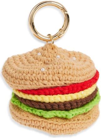 Chelsea28 Burger & Faux Pearl Crochet Bag Charm in Brown Multi- Gold at Nordstrom