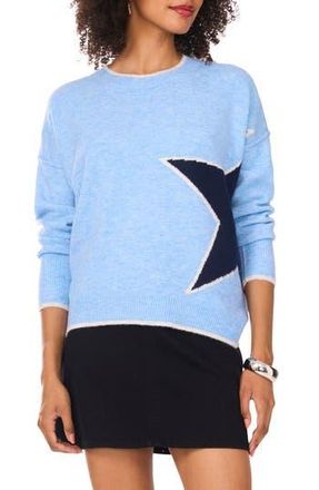Vince Camuto Star Detail Crewneck Sweater in Waterfall Dusk at Nordstrom Rack, Size Medium