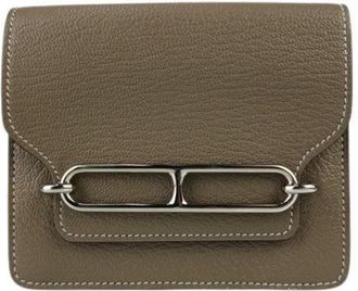 Herm&egrave;s Etoupe Gray Chevre Myzore Leather Coin Purse/Coin Case (Pre-Owned)