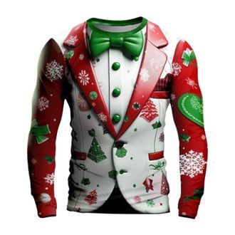 Generic Christmas Shirts Christmas Jumpers Xmas Shirts New Mens T Shirt Christmas Santa Pattern Round Neck Clothing 3D Printing Outdoor Daily Sports Long Slee