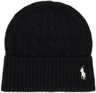 Polo Ralph Lauren Cable-knit Beanie - Dames - Hoeden - Zwart - ONE Size - Wol - Accessoires