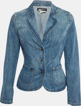 Ferragamo Blue Denim Slim Fit Jacket