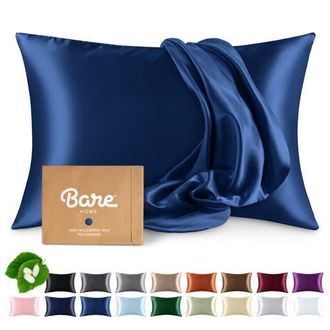 Bare Home 19 Momme 100% Mulberry Silk Pillowcase in Dark Blue at Nordstrom, Size Standard