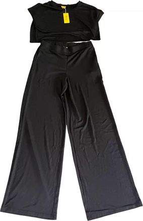 Daisy Knights Womens 2 Piece Crop Pants Set In Black