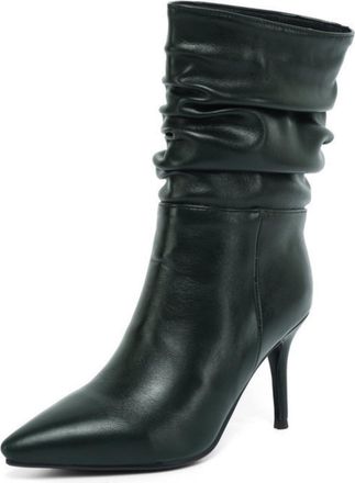 Generic Women Elegant Pointed Toe Ankle Boots with Slip-On Style, 8.5cm,Green,7.5 UK