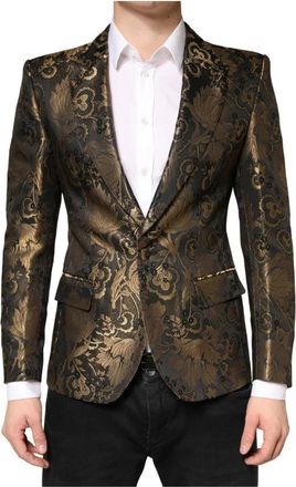 Dolce & Gabbana Jacquard Single Breasted Tuxedo Blazer - Heren - Blazers - Veelkleurig - S - Leer - Jassen