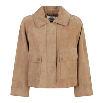 Max Mara Su&egrave;de jack - Dames - Leren en Su&egrave;de Jassen - Bruin - M - Su&egrave;de - Jassen