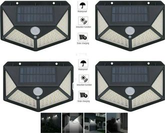 Trade Shop Trade Shop Traesio - Trade Shop - 4pcs Lampada Luce Faro Energ&iacute;a Externa 100 Led Sensor Movimiento