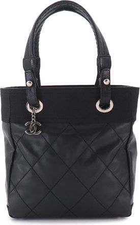 Chanel Black Synthetic Leather Handbag Tote Bag (Pre-Owned)