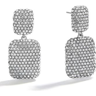 BaubleBar Gloria Pav&eacute; Drop Earrings in Silver at Nordstrom
