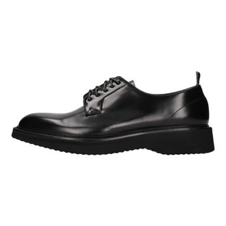 Green George Platte Schoenen - Heren - Veterschoenen - Zwart - 44 EU - Leer - Schoenen