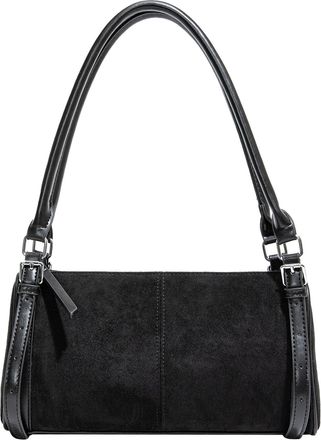 Generic Cymwer Cylinder Bag Elegant Sling Bag Large Solid Color Shoulder Bag for Women (Black)